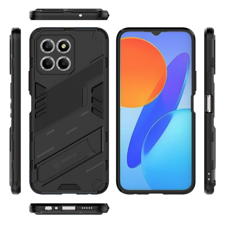For Honor X8 5G Punk Armor PC + TPU Phone Case with Holder(Black) - Honor Cases by buy2fix | Online Shopping UK | buy2fix