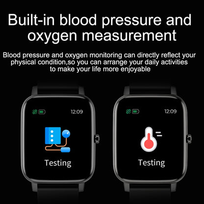 Ochstin 5H80 1.69 inch Square Screen Silicone Strap Heart Rate Blood Oxygen Monitoring Bluetooth Smart Watch(Black+Gold) - Smart Wear by OCHSTIN | Online Shopping UK | buy2fix