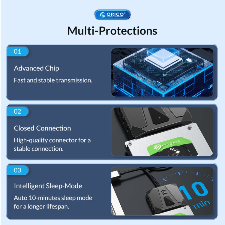 ORICO UTS2 USB 3.0 2.5-inch SATA HDD Adapter with 12V 2A Power Adapter, Cable Length:0.5m(US Plug) - USB to IDE / SATA by ORICO | Online Shopping UK | buy2fix