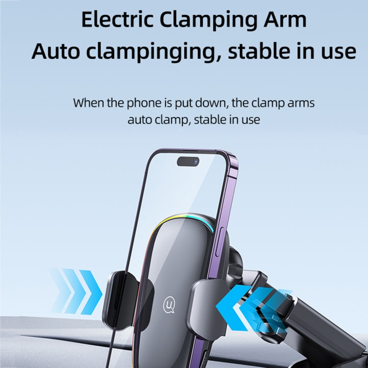 USAMS US-CD187 15W Car Colorful Light Mechanical Wireless Charging Holder - In Car by USAMS | Online Shopping UK | buy2fix
