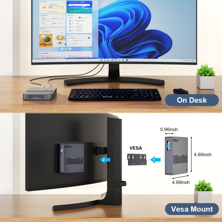 GMK KB8 Windows 11 Home Mini PC, 6GB+128GB, Intel Gemini Lake N4100 Quad Core, Support WiFi & BT(UK Plug) - Windows Mini PCs by GMKtec | Online Shopping UK | buy2fix