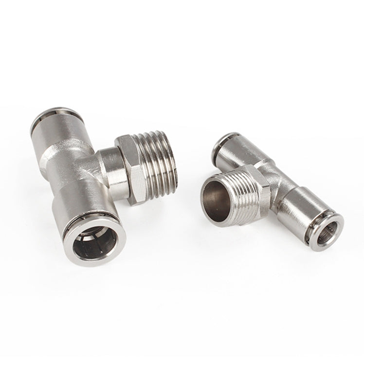 PB8-02 LAIZE Nickel Plated Copper Male Tee Branch Pneumatic Quick Connector -  by LAIZE | Online Shopping UK | buy2fix