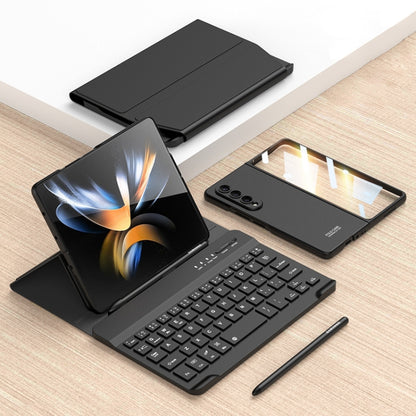 For Samsung Galaxy Z Fold4 5G Magnetic Folding Bluetooth Keyboard Leather Case(Black) - Mobile Accessories by buy2fix | Online Shopping UK | buy2fix