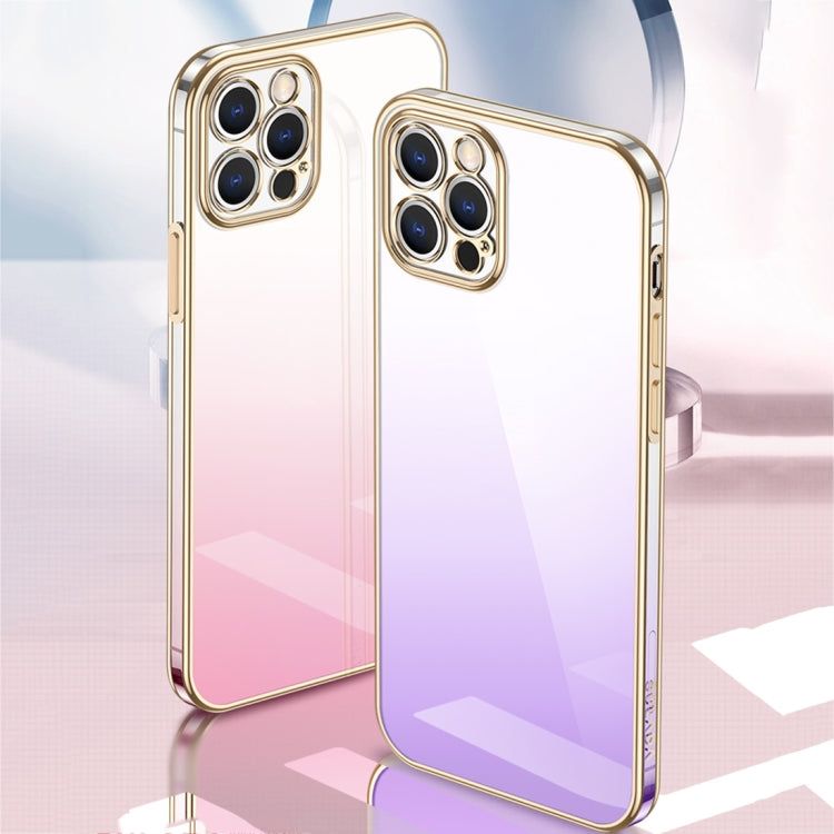 For iPhone 14 SULADA Iridescence Series Plating Transparent Gradient Phone Case(Purple) - iPhone 14 Cases by SULADA | Online Shopping UK | buy2fix