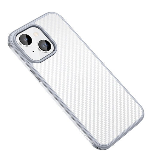 For iPhone 14 SULADA Carbon Fiber Textured Shockproof Metal + TPU Frame Case(Silver) - iPhone 14 Cases by SULADA | Online Shopping UK | buy2fix