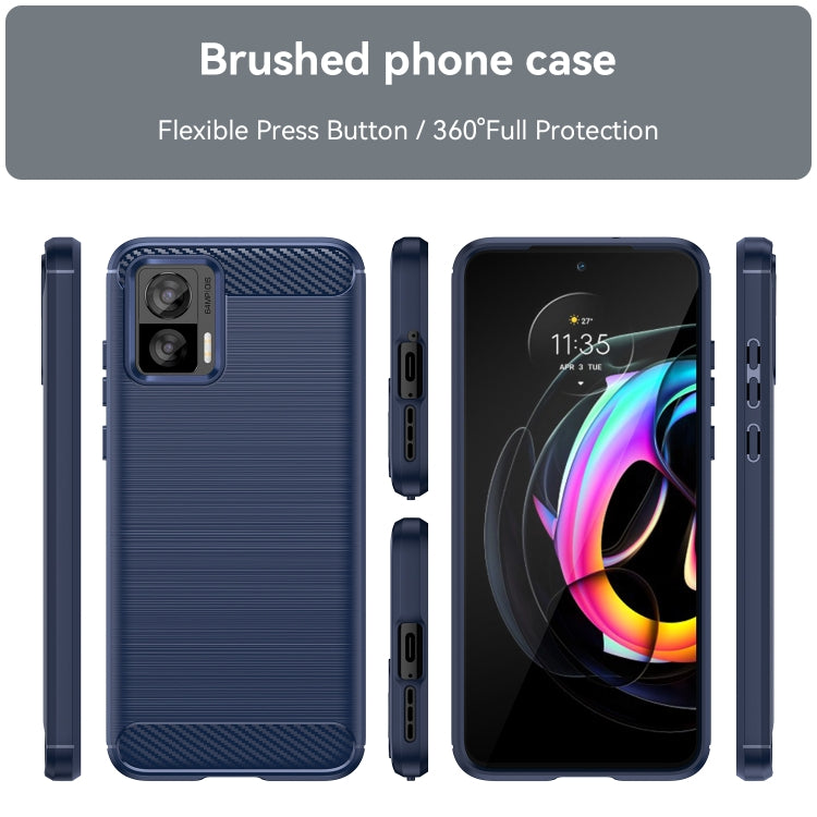 For Motorola Edge 30 Neo Brushed Texture Carbon Fiber TPU Phone Case(Blue) - Motorola Cases by buy2fix | Online Shopping UK | buy2fix