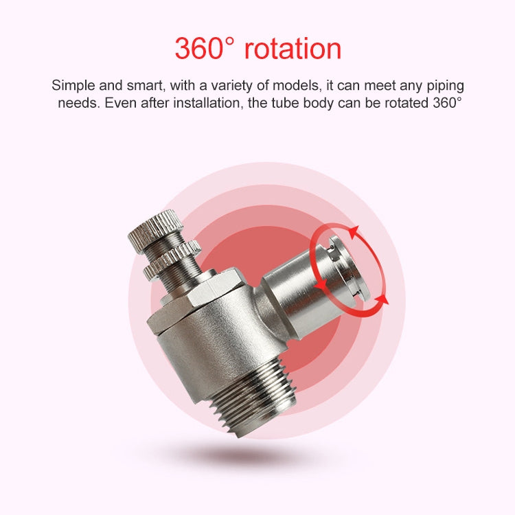 SL6-04 LAIZE Nickel Plated Copper Male Thread Throttle Valve Pneumatic Connector -  by LAIZE | Online Shopping UK | buy2fix