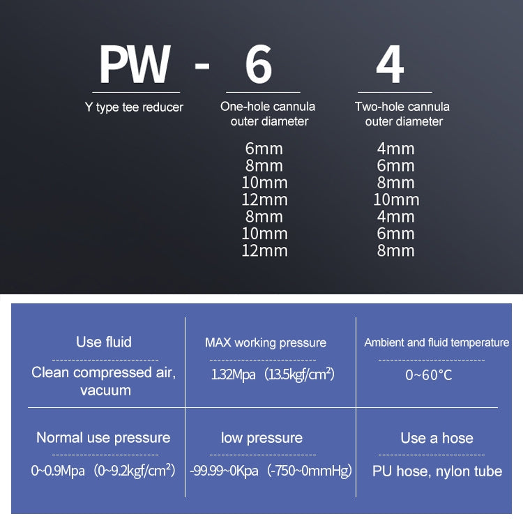 PW8-6 LAIZE 10pcs Plastic Y-type Tee Reducing Pneumatic Quick Fitting Connector -  by LAIZE | Online Shopping UK | buy2fix