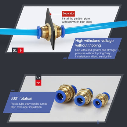 PM-12 LAIZE PM Bulkhead Straight Pneumatic Quick Connector -  by LAIZE | Online Shopping UK | buy2fix