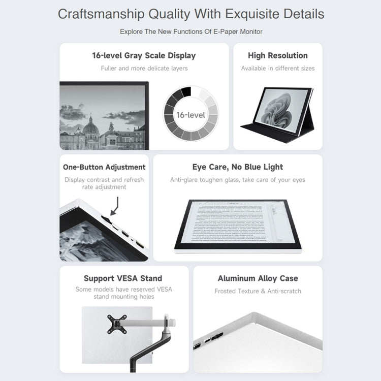 Waveshare 13.3 inch E-Paper Monitor External E-Paper Screen for MAC / Windows PC(US Plug) - Consumer Electronics by WAVESHARE | Online Shopping UK | buy2fix