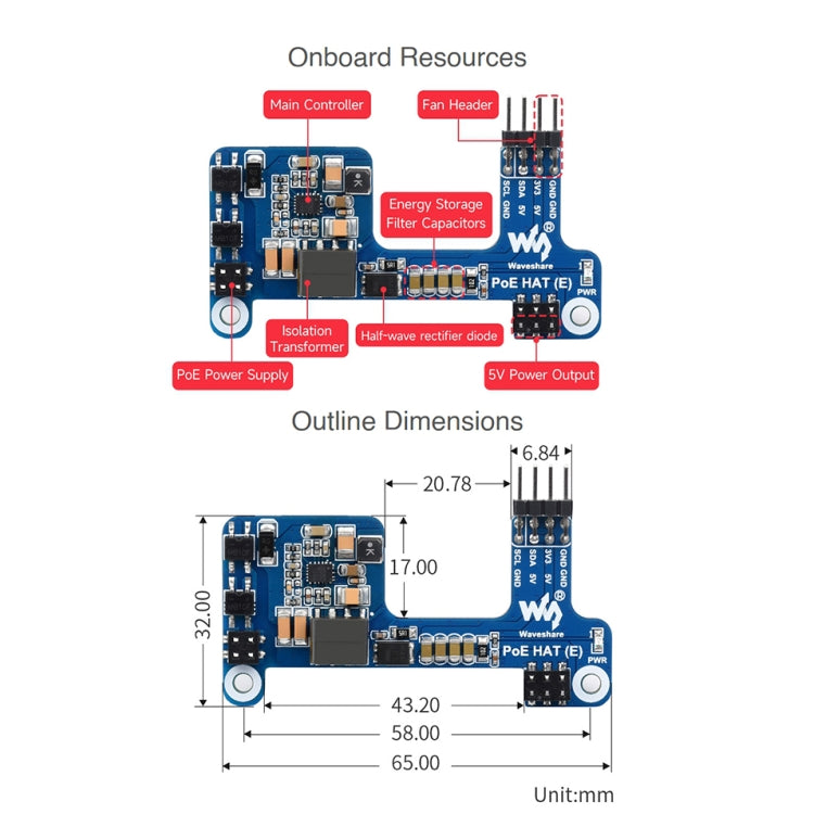 Waveshare Power over Ethernet HAT for Raspberry Pi 3B+/4B - Consumer Electronics by WAVESHARE | Online Shopping UK | buy2fix