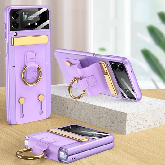 For Samsung Galaxy Z Flip4 GKK Ultrathin Shockproof Phone Case with Ring Holder / Wrist Strap(Purple) - Galaxy Z Flip4 5G Cases by GKK | Online Shopping UK | buy2fix