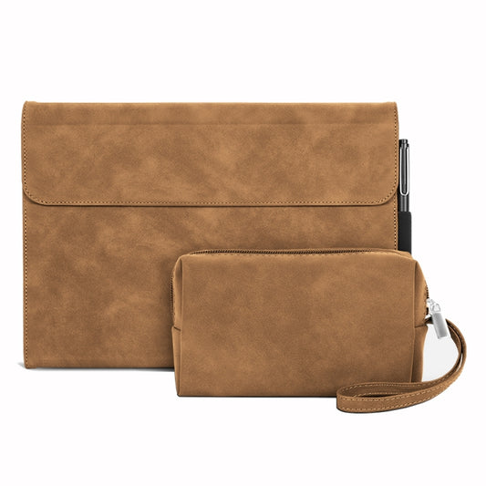 For Microsoft Surface Pro 9 Sheepskin All-Inclusive Shockproof Protective Case with Power Bag(Brown) - Others by buy2fix | Online Shopping UK | buy2fix