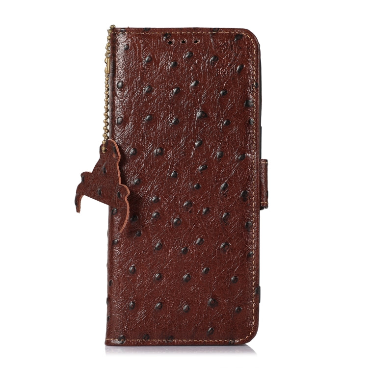 For Nokia X30 5G Ostrich Pattern Genuine Leather RFID Phone Case(Coffee) - Nokia Cases by buy2fix | Online Shopping UK | buy2fix