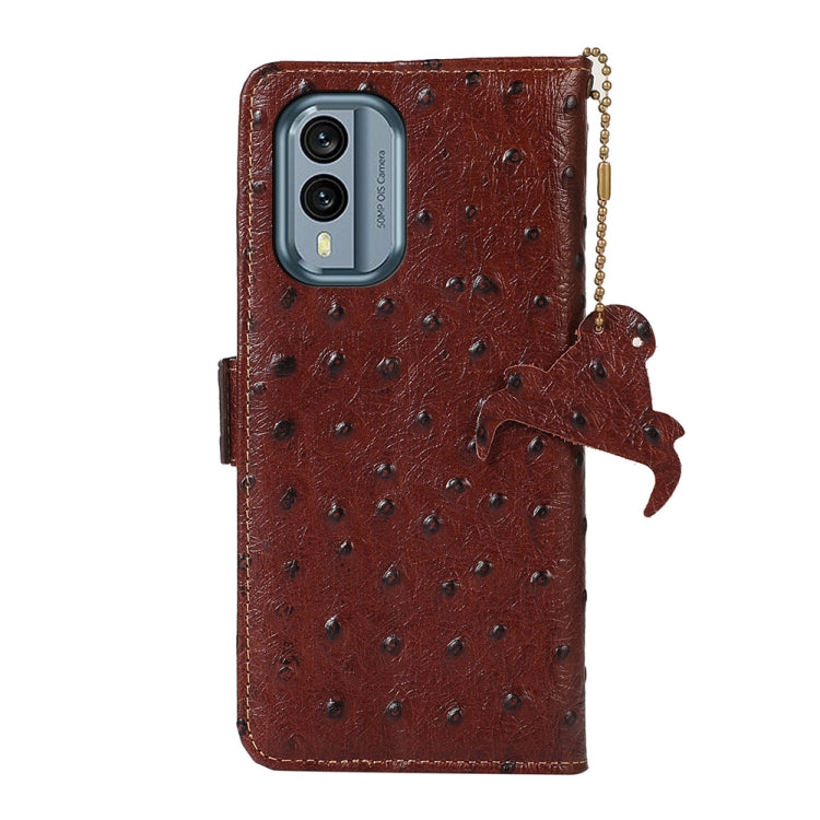 For Nokia X30 5G Ostrich Pattern Genuine Leather RFID Phone Case(Coffee) - Nokia Cases by buy2fix | Online Shopping UK | buy2fix