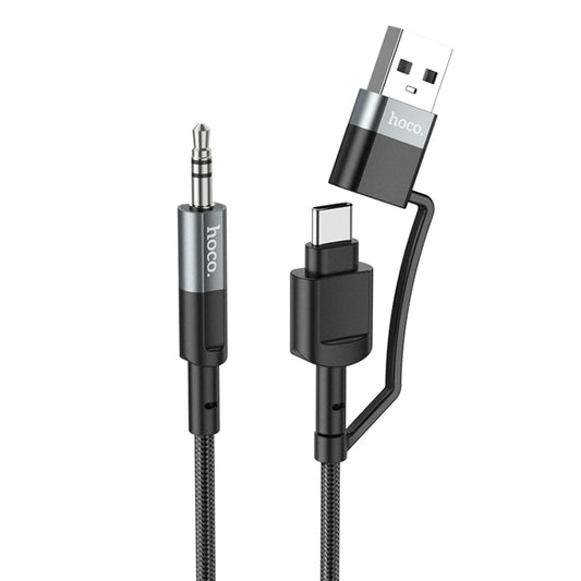 hoco UPA23 2 in 1 Type-C+USB Digital Audio Conversion Cable(Metal Grey) - Video & Audio Cable by hoco | Online Shopping UK | buy2fix