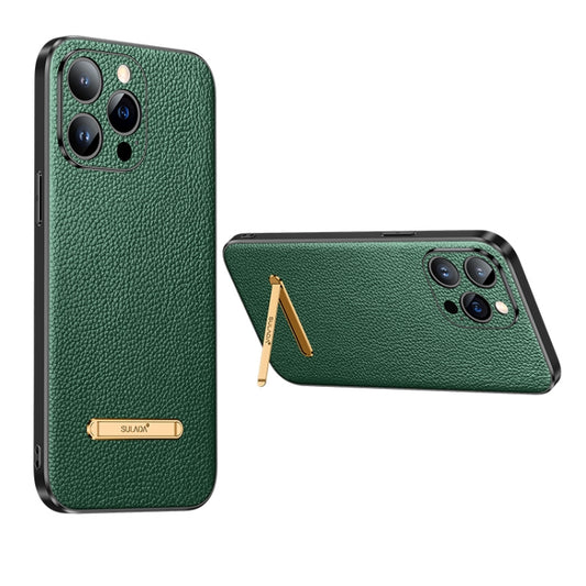 For iPhone 14 Pro Max SULADA Famous Artisan Series Litchi Leather PC + TPU Phone Case(Dark Green) - iPhone 14 Pro Max Cases by SULADA | Online Shopping UK | buy2fix