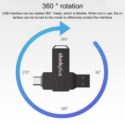 Lenovo Thinkplus MU252 USB 3.1 + USB-C / Type-C Flash Drive, Memory:128GB(Black) - USB Flash Drives by Lenovo | Online Shopping UK | buy2fix