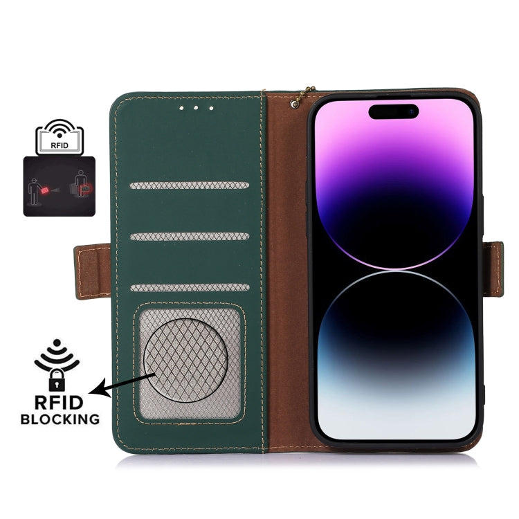 For Samsung Galaxy S22+ 5G Genuine Leather Magnetic RFID Leather Phone Case(Green) - Galaxy S22+ 5G Cases by buy2fix | Online Shopping UK | buy2fix