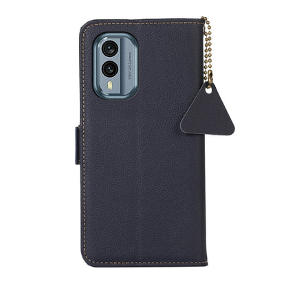 For Nokia X30 5G Side-Magnetic TJ Genuine Leather RFID Phone Case(Blue) - Nokia Cases by buy2fix | Online Shopping UK | buy2fix