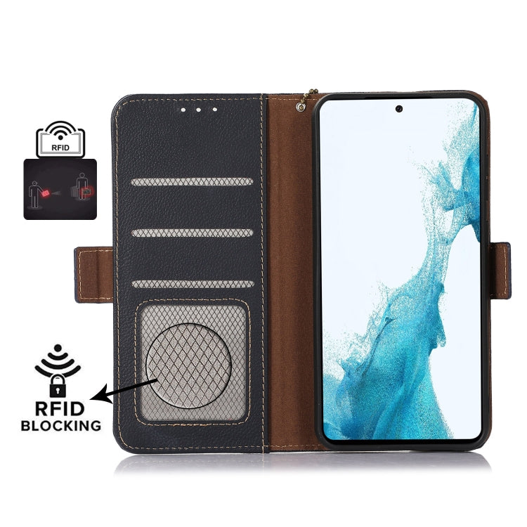 For Nokia X30 5G Side-Magnetic TJ Genuine Leather RFID Phone Case(Blue) - Nokia Cases by buy2fix | Online Shopping UK | buy2fix