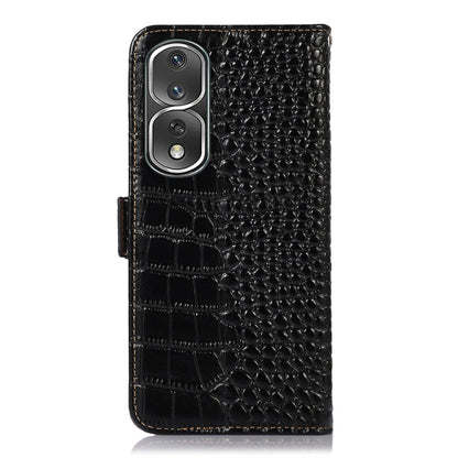 For Honor 80 Pro Crocodile Top Layer Cowhide Leather Phone Case(Black) - Honor Cases by buy2fix | Online Shopping UK | buy2fix