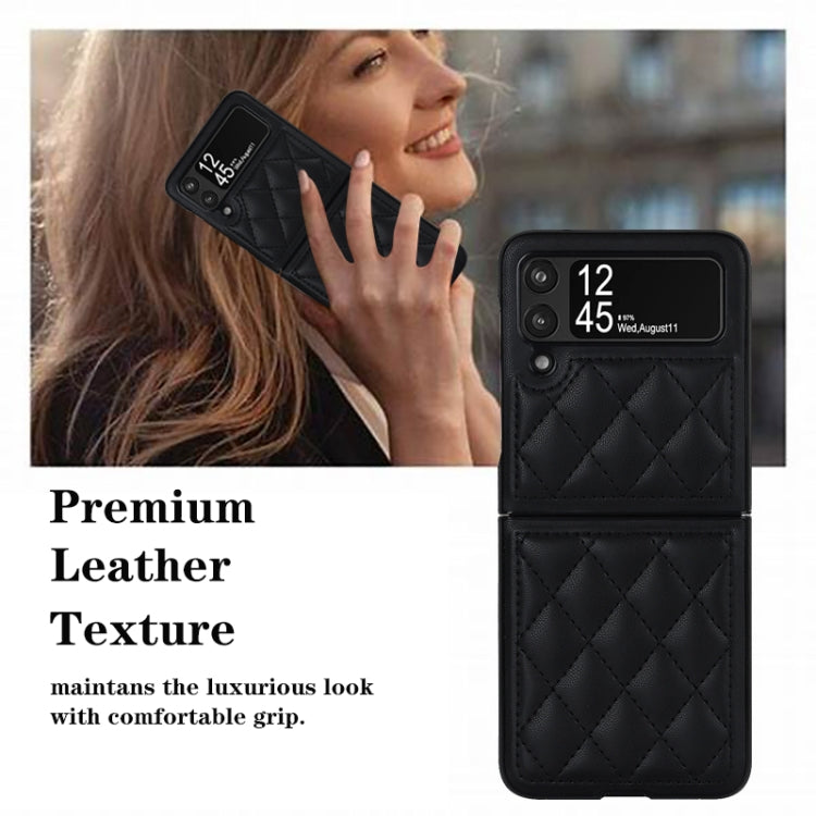 For Samsung Galaxy Z Flip4 Rhombic Microfiber Folding Phone Case(Black) - Galaxy Z Flip4 5G Cases by buy2fix | Online Shopping UK | buy2fix