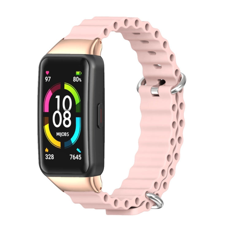 For Huawei Band 7 / 7 NFC MIJOBS CS Marine Silicone Breathable Watch Band(Pink Rose Gold) - Watch Bands by MIJOBS | Online Shopping UK | buy2fix