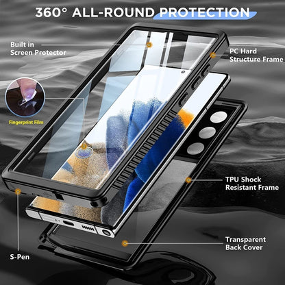 For Samsung Galaxy S23 Ultra 5G RedPepper 360 Full Body Life Waterproof Phone Case(Black) - Galaxy S23 Ultra 5G Cases by RedPepper | Online Shopping UK | buy2fix