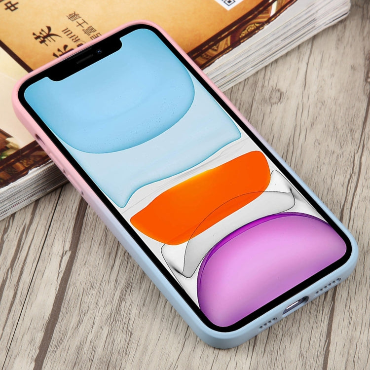 For iPhone 11 Liquid TPU Silicone Gradient MagSafe Phone Case(Pink Blue) - iPhone 11 Cases by buy2fix | Online Shopping UK | buy2fix