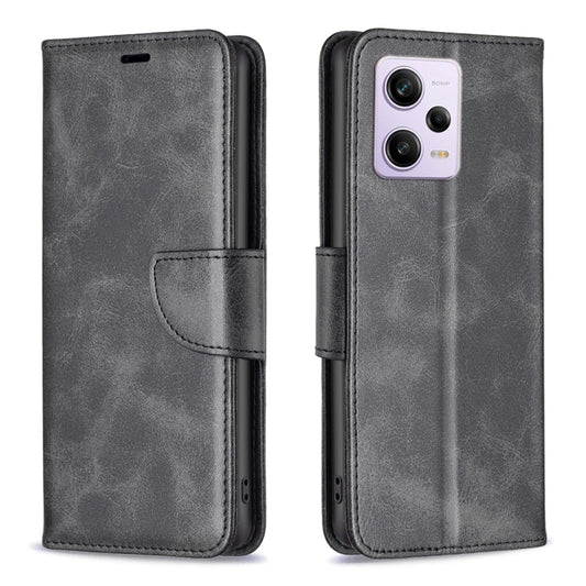 For Xiaomi Redmi Note 12 Pro 5G Global Lambskin Texture Leather Phone Case(Black) - Note 12 Pro Cases by buy2fix | Online Shopping UK | buy2fix