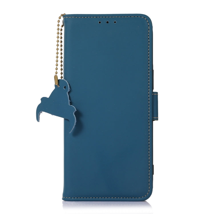 For OnePlus 11 Genuine Leather Magnetic RFID Leather Phone Case(Blue) - OnePlus Cases by buy2fix | Online Shopping UK | buy2fix