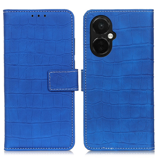 For OnePlus Nord CE 3 Lite Magnetic Crocodile Texture Leather Phone Case(Blue) - OnePlus Cases by buy2fix | Online Shopping UK | buy2fix