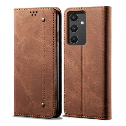 For Samsung Galaxy A34 5G Denim Texture Leather Phone Case(Brown) - Galaxy Phone Cases by buy2fix | Online Shopping UK | buy2fix