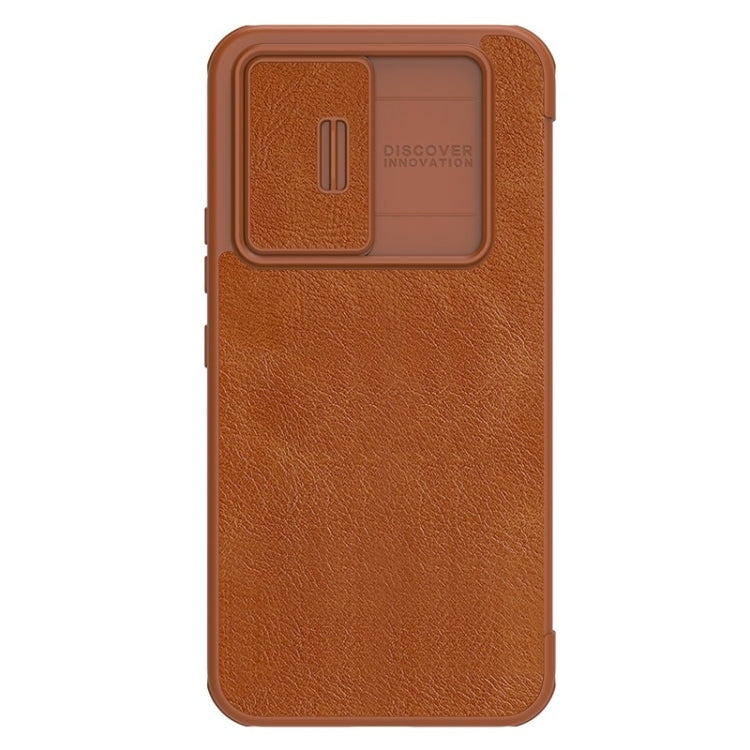 For Samsung Galaxy A54 5G NILLKIN QIN Series Pro Sliding Camera Cover Design Leather Phone Case(Brown) - Galaxy Phone Cases by NILLKIN | Online Shopping UK | buy2fix