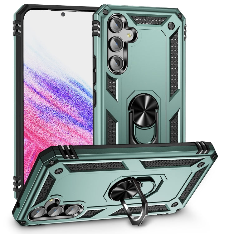 For Samsung Galaxy A54 Shockproof TPU + PC Phone Case with Holder(Dark Green) - Galaxy Phone Cases by buy2fix | Online Shopping UK | buy2fix