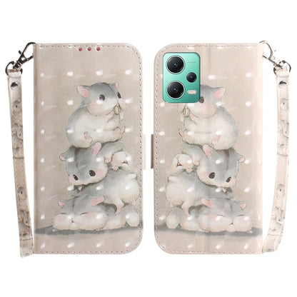 For Xiaomi Redmi Note 12 5G 3D Colored Horizontal Flip Leather Phone Case(Squirrels) - Note 12 Cases by buy2fix | Online Shopping UK | buy2fix