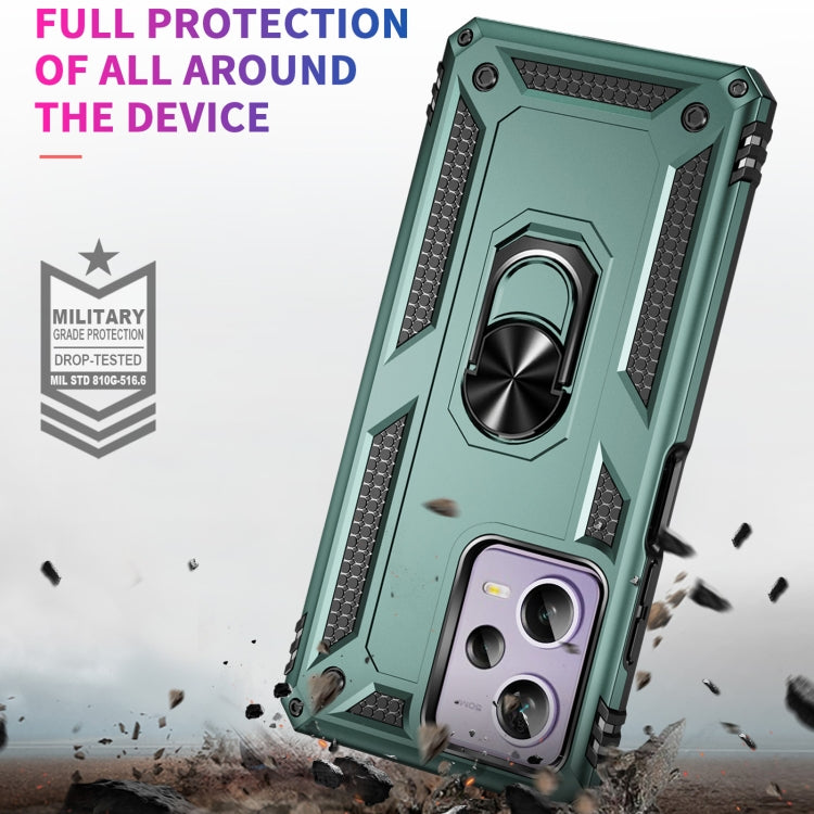 For Xiaomi Redmi Note 12 Pro 5G Shockproof TPU + PC Phone Case with Holder(Dark Green) - Note 12 Pro Cases by buy2fix | Online Shopping UK | buy2fix