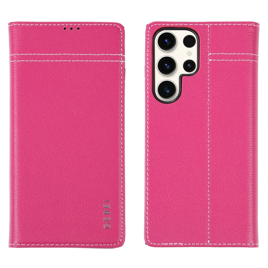 For Samsung Galaxy S23 Ultra 5G GEBEI Top-grain Horizontal Flip Leather Phone Case(Rose Red) -  by GEBEI | Online Shopping UK | buy2fix