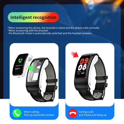 K60 1.08 inch Steel Band Earphone Detachable Life Waterproof Smart Watch Support Bluetooth Call(Silver) - Smart Wear by buy2fix | Online Shopping UK | buy2fix