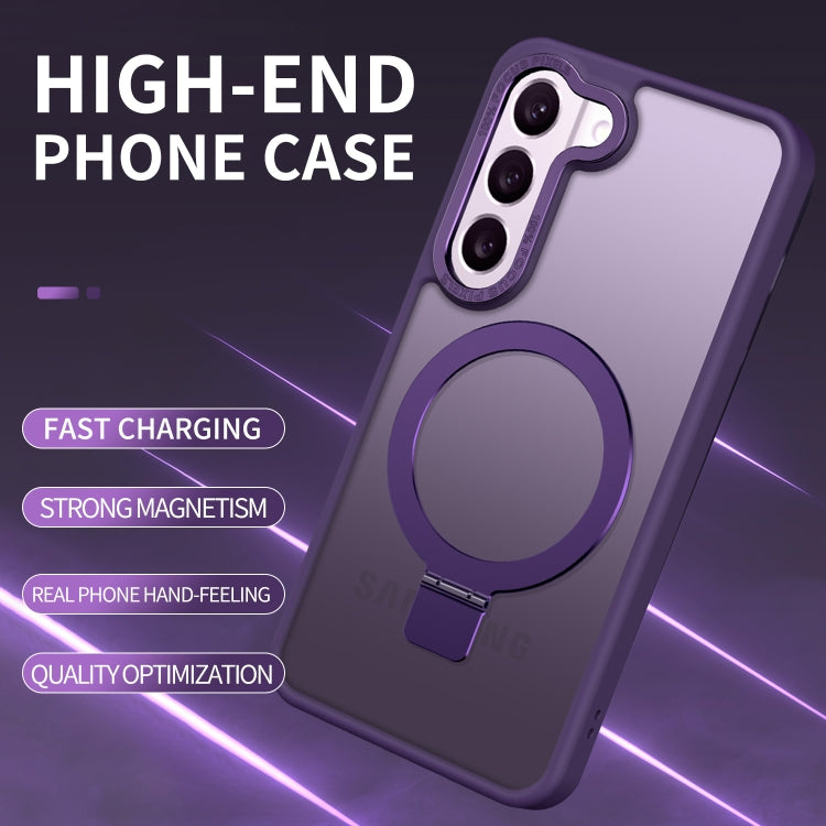 For Samsung Galaxy S23 5G Skin Feel MagSafe Magnetic Holder Phone Case(Purple) - Galaxy S23 5G Cases by buy2fix | Online Shopping UK | buy2fix