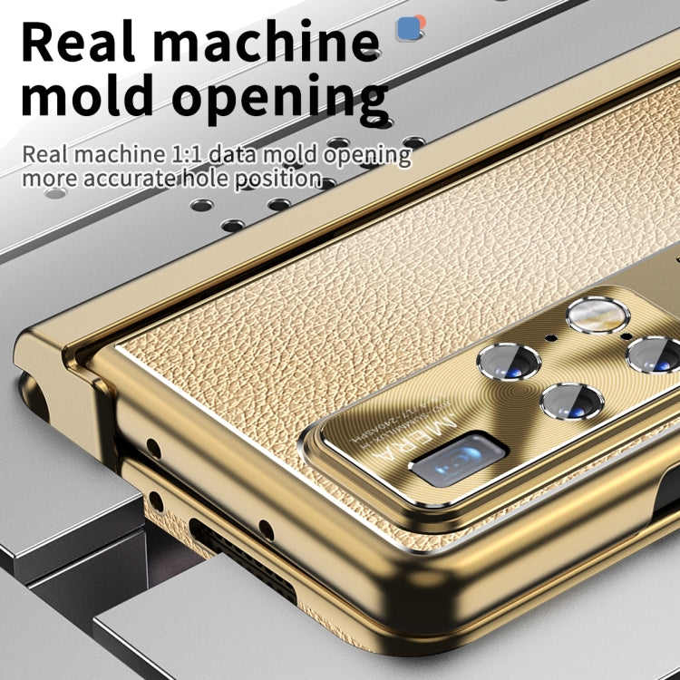 For Huawei Mate X2 Litchi Pattern Magnetic Shell Film Integrated Shockproof Phone Case(Champagne Gold) - Huawei Cases by buy2fix | Online Shopping UK | buy2fix