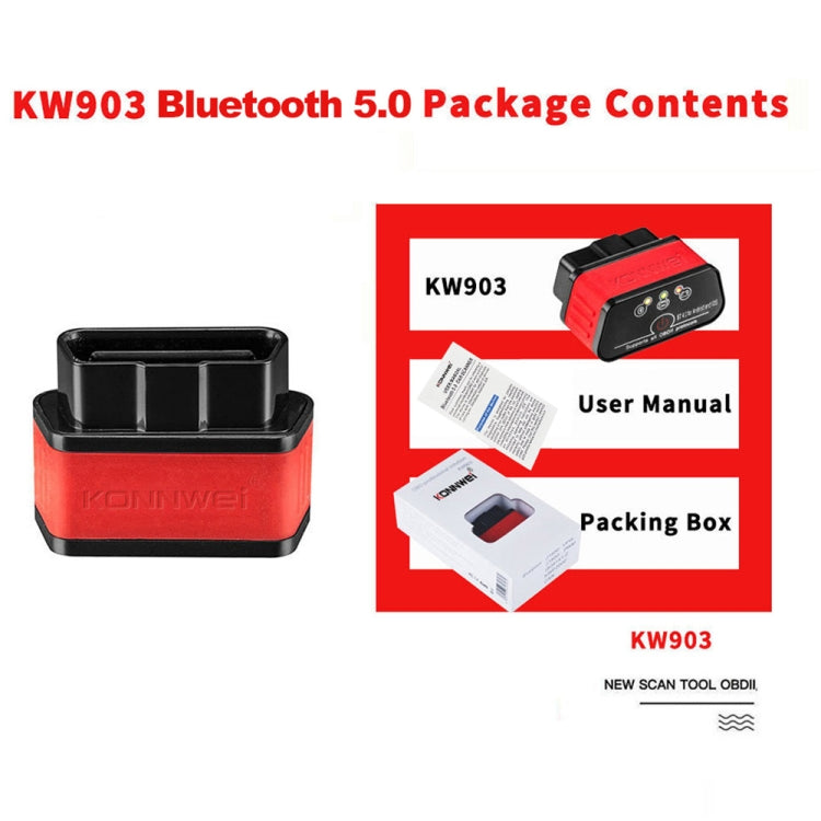 KONNWEI KW903 Bluetooth 5.0 OBD2 Car Fault Diagnostic Scan Tools Support IOS / Android(Black Orange) - Code Readers & Scan Tools by KONNWEI | Online Shopping UK | buy2fix