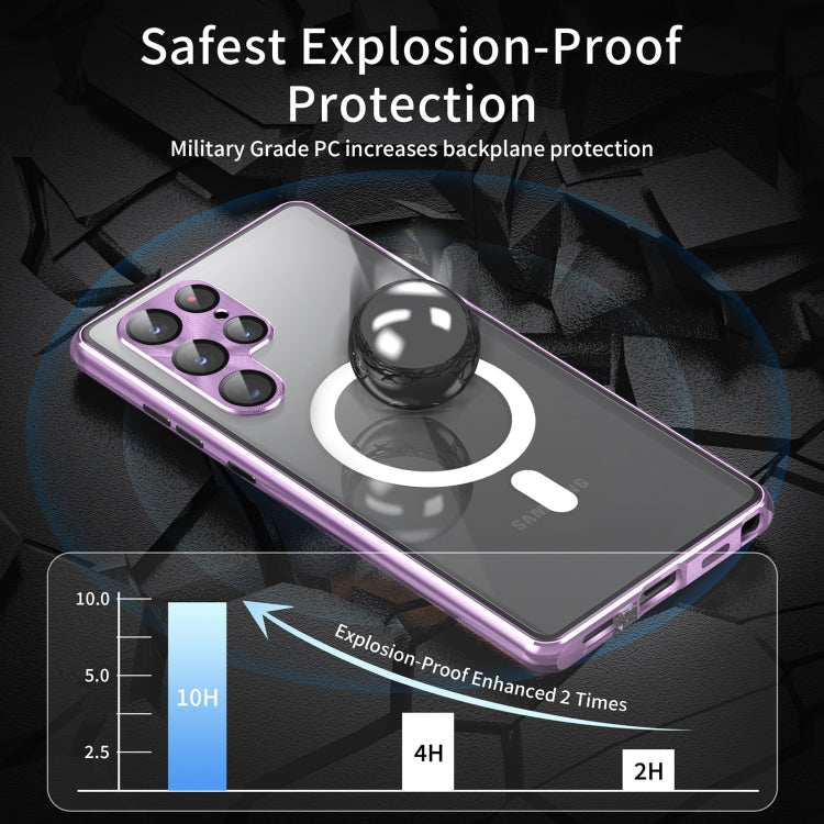 For Samsung Galaxy S23 5G HD Full Cover Magsafe Magnetic Metal Tempered Glass Phone Case(Purple) - Galaxy S23 5G Cases by buy2fix | Online Shopping UK | buy2fix