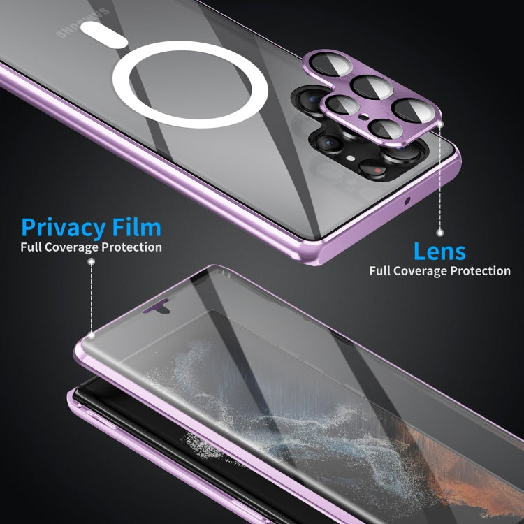 For Samsung Galaxy S22 5G HD Full Cover Magsafe Magnetic Metal Tempered Glass Phone Case(Purple) - Galaxy S22 5G Cases by buy2fix | Online Shopping UK | buy2fix
