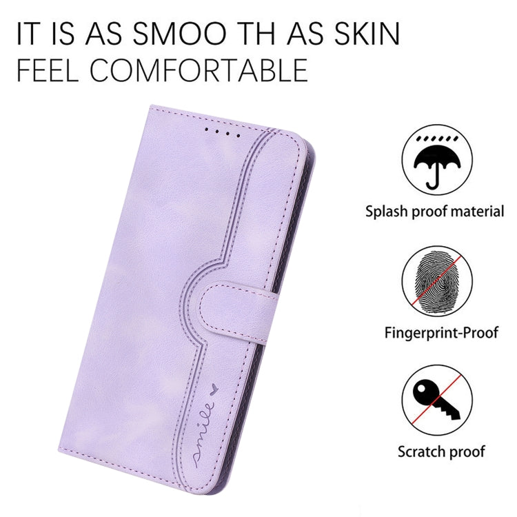 For Samsung Galaxy A34 5G Heart Pattern Skin Feel Leather Phone Case(Purple) - Galaxy Phone Cases by buy2fix | Online Shopping UK | buy2fix