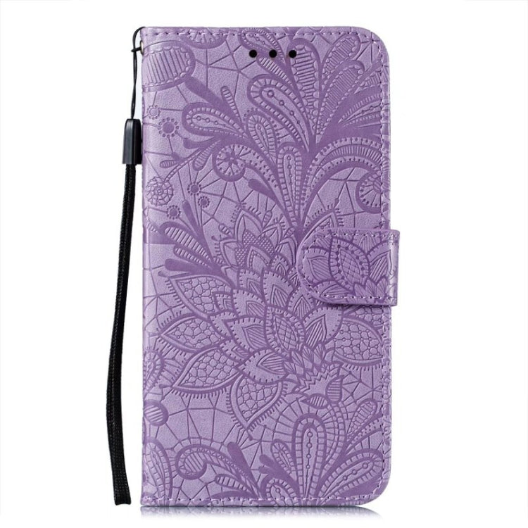 For Xiaomi Redmi 12C Lace Flower Embossing Flip Leather Phone Case(Purple) - Xiaomi Cases by buy2fix | Online Shopping UK | buy2fix