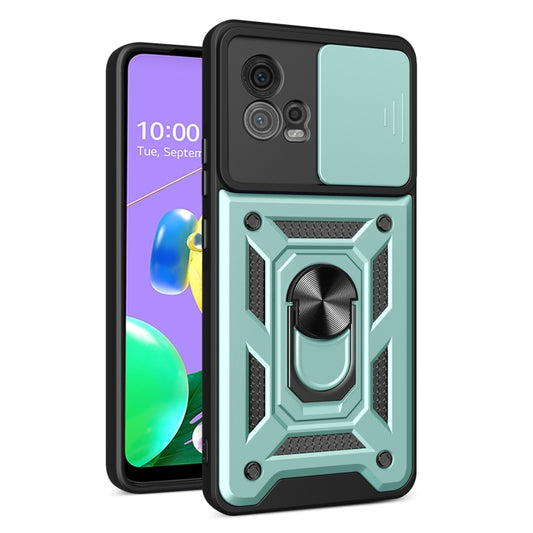 For Motorola Moto G72 Sliding Camera Cover Design TPU+PC Phone Case(Green) - Motorola Cases by buy2fix | Online Shopping UK | buy2fix