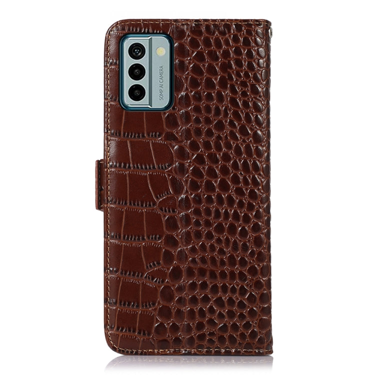 For Nokia G22 4G Crocodile Top Layer Cowhide Leather Phone Case(Brown) - Nokia Cases by buy2fix | Online Shopping UK | buy2fix