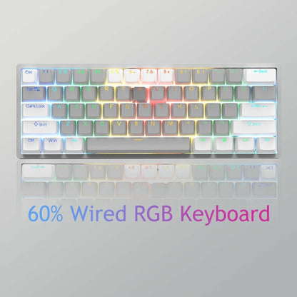 AULA F3261 Type-C Wired Hot Swappable 61 Keys RGB Mechanical Keyboard(White Grey Green Shaft) - Wired Keyboard by AULA | Online Shopping UK | buy2fix